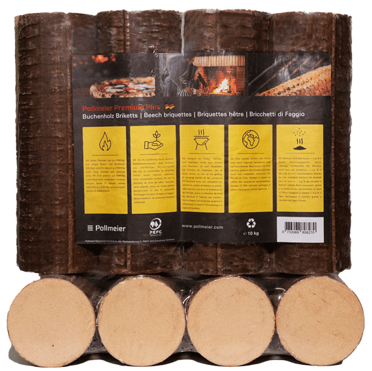 Runde Buche Briketts pallet 96 Packungen x 10 kg (960 kg)